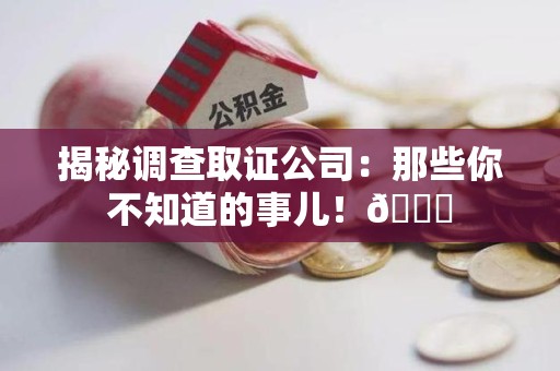 长泰揭秘调查取证公司：那些你不知道的事儿！😎
