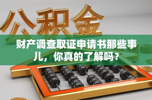 长泰财产调查取证申请书那些事儿，你真的了解吗？