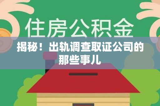 长泰揭秘！出轨调查取证公司的那些事儿