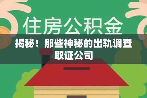 长泰揭秘！那些神秘的出轨调查取证公司