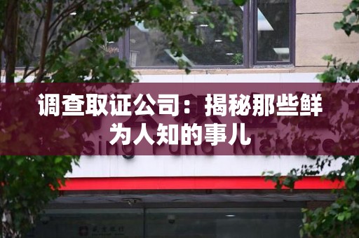 长泰调查取证公司：揭秘那些鲜为人知的事儿