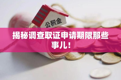 长泰揭秘调查取证申请期限那些事儿！
