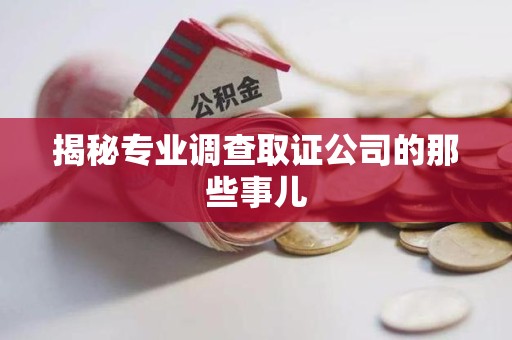 长泰揭秘专业调查取证公司的那些事儿