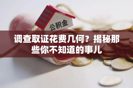 长泰调查取证花费几何？揭秘那些你不知道的事儿