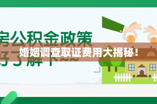 长泰婚姻调查取证费用大揭秘！