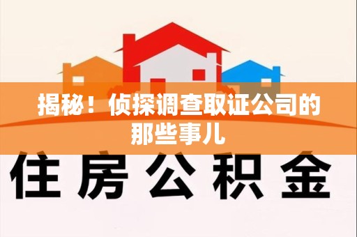 长泰揭秘！侦探调查取证公司的那些事儿