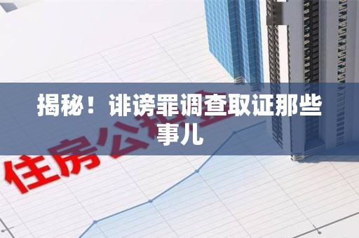 长泰揭秘！诽谤罪调查取证那些事儿