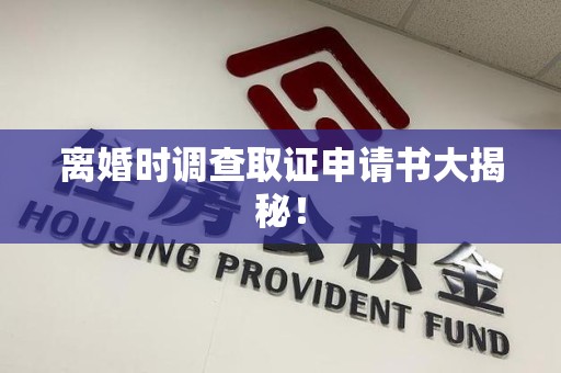 长泰离婚时调查取证申请书大揭秘！