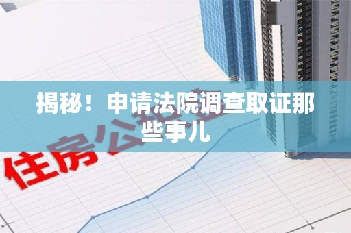 长泰揭秘！申请法院调查取证那些事儿